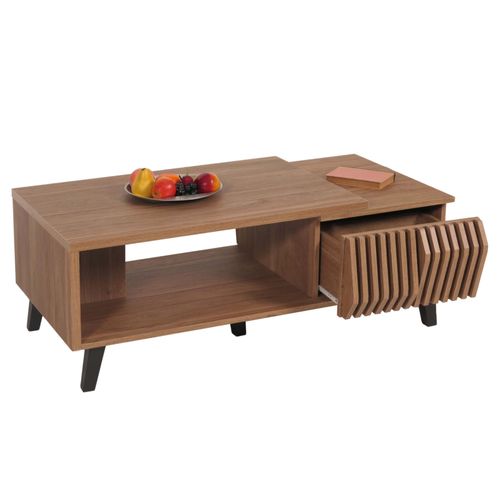 Table Basse Hwc-M45, Table De Salon Table D'appoint Table De Salon, Design 3d Tiroirs 44x120x65cm, Marron