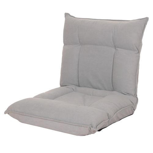 Fauteuil De Sol Hwc-N44, Fauteuil De Relaxation Coussin De Sol Canapé De Sol Fauteuil Pliant 6 Positions De Relaxation, Structure Stable En Velours   Gris Clair
