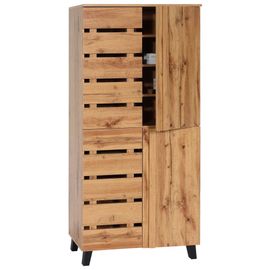 Armoire Hwc-M46, Highboard Armoire À Étagères Vestiaire Armoire Haute, 4 Portes 8 Compartiments De Rangement, 162x80x32cm, Teinte Naturelle
