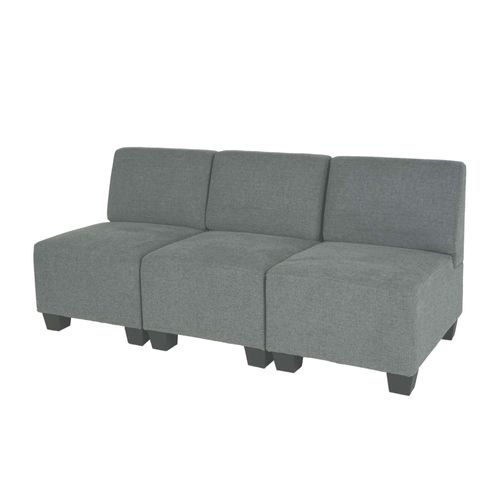 Modular Canapé 3 Places Lyon, Tissu/Textile   Gris, Sans Accoudoirs