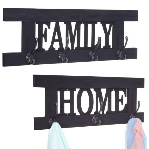 2x garderobe murale HWC-C60 Home+Family, planche vestiaire, style shabby chic, vintage 60x21cm   gris foncé