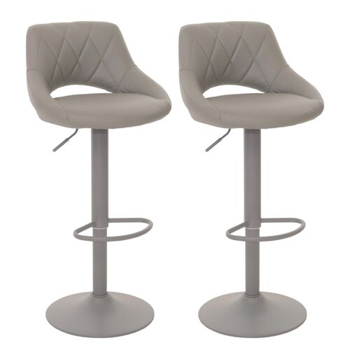 Lot de 2 tabourets de bar HWC-N64, chaise de bar tabouret de comptoir, repose-pieds pivotant, similicuir métal   gris