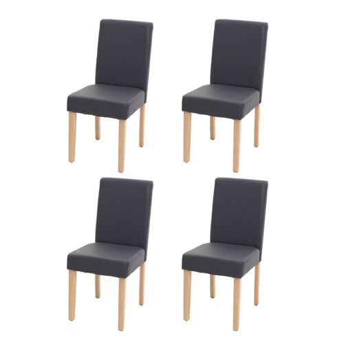 4x chaise de salle à manger chaise de cuisine Littau   simili cuir, gris mat, pieds clairs