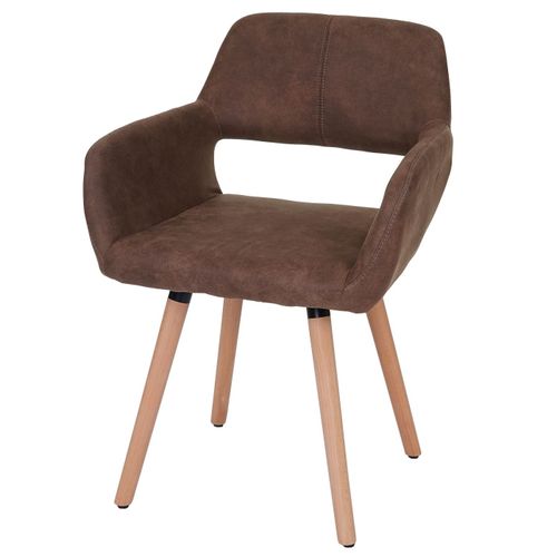 Chaise De Salle À Manger Hwc-A50 Ii, Fauteuil, Design Rétro Des Années 50   Tissu, Marron