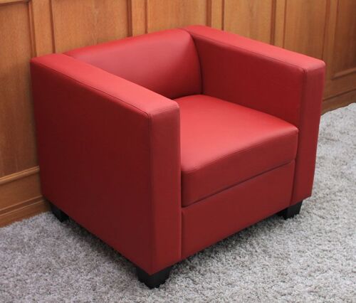 Fauteuil Club / Lounge Lille, 86x75x70cm   cuir reconstitué, rouge