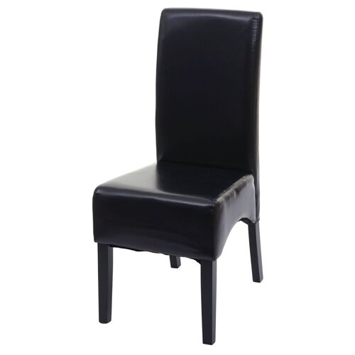 Chaise de salle à manger Latina, chaise de cuisine, cuir   noir, pieds foncés