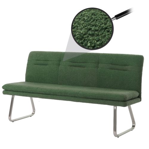 Banquette Hwc-H70, Banquette De Salle À Manger Banquette Rembourrée, Dossier Tissu/Textile Bouclé Inox Brossé 180cm   Vert