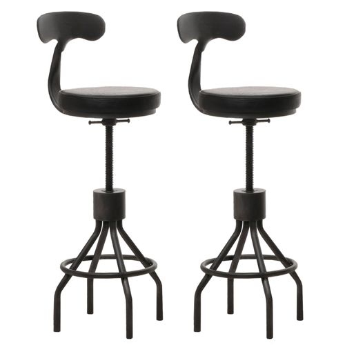 Lot De 2 Tabourets De Bar Hwc-N22, Chaise De Bar, Hauteur Réglable Pivotant Repose-Pieds, Acier Industriel Similicuir   Noir