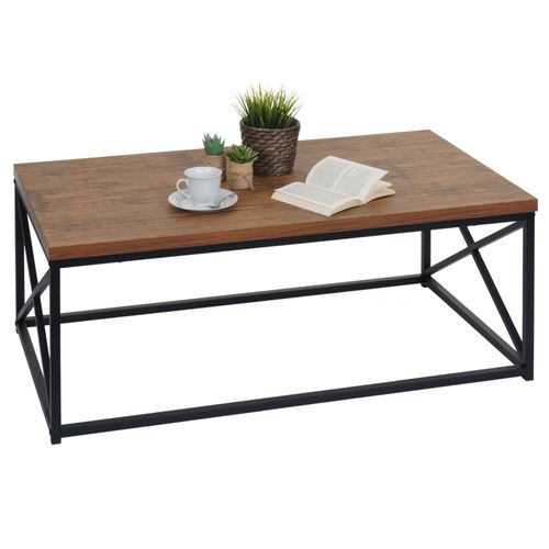 Table Basse Hwc-A27, Table De Salon Table D'appoint Table De Salon, Métal Structure 3d 44x110x60cm, Aspect Chêne Sauvage