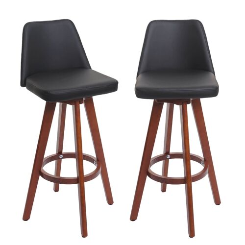 Lot de 2 tabourets de bar HWC-C43, chaise de bar tabouret de comptoir, bois similicuir pivotant   noir