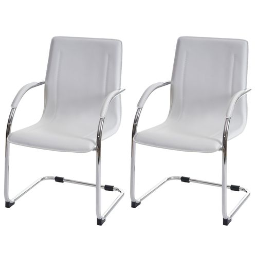 2x Chaise De Salle À Manger Samara, Chaise Cantilever, Chaise De Cuisine Avec Dossier, Pvc Acier    Blanc