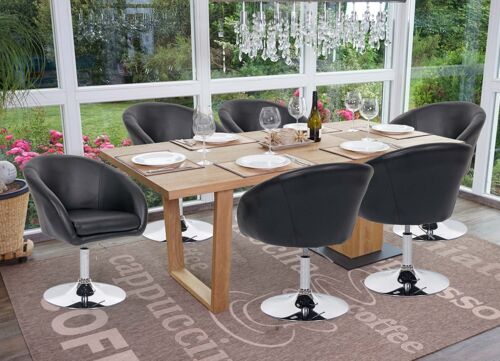 Lot de 6 chaises de salle à manger HWC-F19, chaise de cuisine pivotante Loungesessel, pivotante réglable en hauteur   similicuir noir