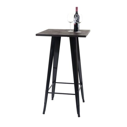 Table mange-debout HWC-A73, plateau en bois, design industriel, métal, 107x60x60cm   noir