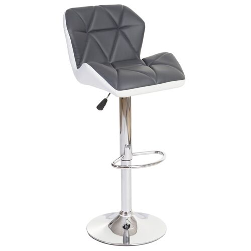 Tabouret de bar HWC-A92, tabouret de bar, cuir synthétique réglable en hauteur   gris