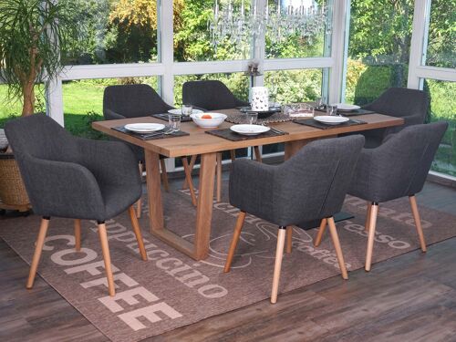 6x chaise de séjour / salle à manger Malmö T381, style rétro des années 50   tissu, gris