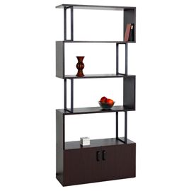 Bibliothèque Hwc-A27, Étagère Sur Pied Séparateur De Pièce Étagère De Salon, Compartiment De Rangement Avec Porte 183x80cm Structure 3d   Brun Foncé