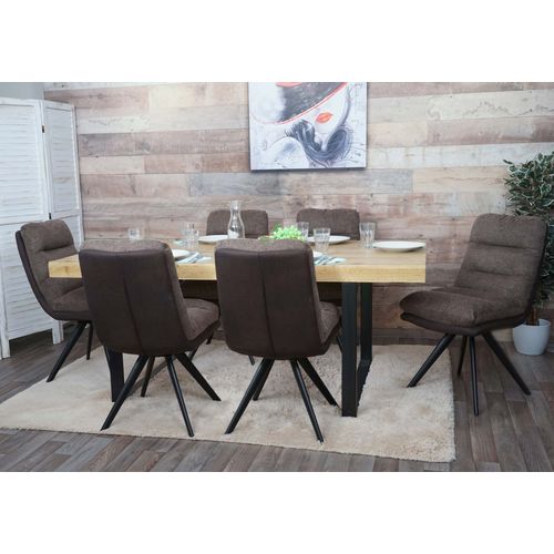 Lot De 6 Chaises De Salle À Manger Hwc-G66, Chaise De Cuisine Chaise, Pivotante Auto-Position Tissu/Textile   Brun-Brun Foncé