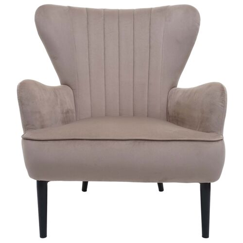 Fauteuil Lounge HWC-K37, Fauteuil Cocktail Fauteuil rembourré, velours   taupe