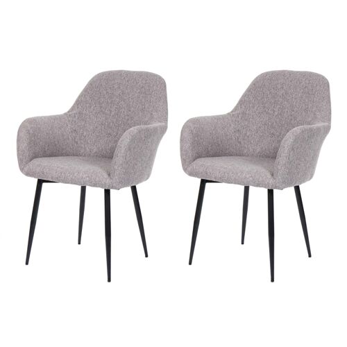 2x chaise de salle à manger HWC-F18, fauteuil de cuisine, design rétro   tissu gris, pieds noirs