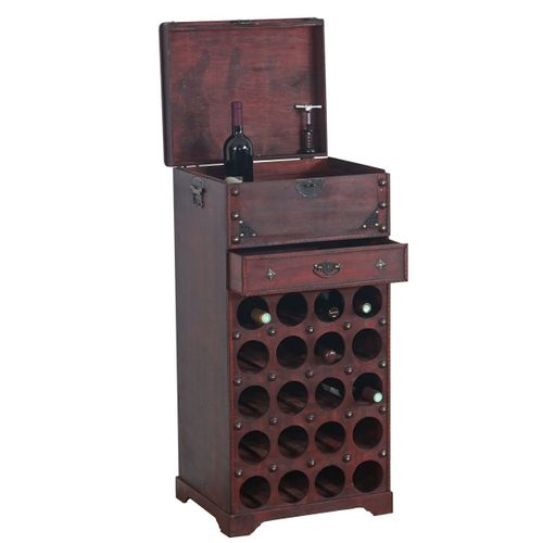 Etagère À Vin Calvados Pour 20 Bouteilles / Mobilier De Bois / Style Colonial   Avec Tiroir