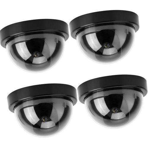 Loc-Caméra Hémisphérique Led Fausse Caméra 4 Pièces Caméra De Simulation,Fausse Caméra Dôme Fausse Caméra,Pour Supermarchés,Hôtels(Black)