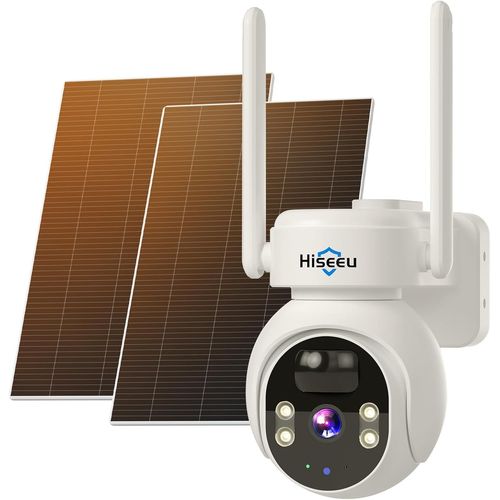 MONDODIGITALE-24/7 Enregistrement 4Mp Caméra Surveillance Wifi Extérieure Solaire Sans Fil 2K Caméra Wifi Avec 2X Panneau Solaire Détection De Mouvement Alarme,Vision Nocturne À Couleurs,Compatible