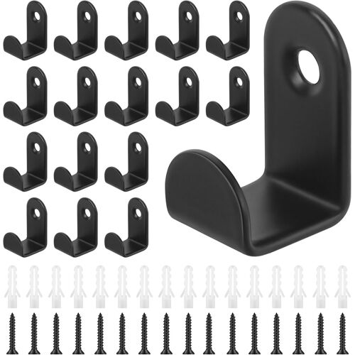 Lot de 30 crochets muraux en métal avec vis-Pour cuisine,salle de bain,salon,vestiaire-Noir