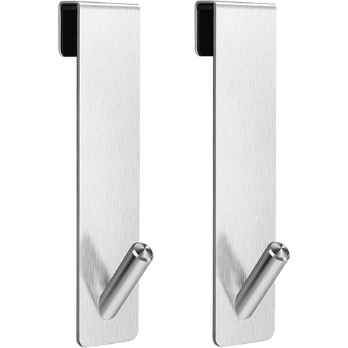 2 Pièces Crochet Douche,Crochet Porte Serviette sans perçage,Crochets de porte pour portes de douche en verre sans cadre,adapter 6-12 mm d'épaisseur (Argent)