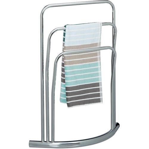 Senior-Porte-Serviettes Curvy, 3 Barres, En Métal (Acier), Hlp Env. 85 X 66 X 20 Cm, Pour La Salle De Bain, Argenté[L848]