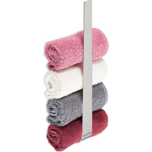 KALANKA-Porte-Serviettes sans perçage, INOX, Barre autoadhésif pour la Salle de Bain, 36 cm, argenté