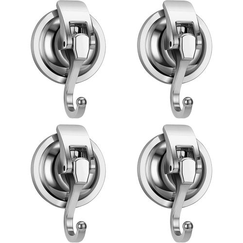 Tianyi-4 Pièce À Crochet Ventouse, Charge Maximale De 10 Kg, Ventouses Crochets Sans Couture De Douche Étanches Pour Serviette Salle De Bain, Cuisine, Fenêtre (Argent)