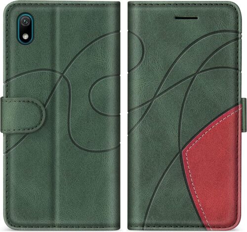 KAL-Coque Pour Huawei Y5 2019 / Honor 8S, Portefeuille Etui En Cuir Pu Coque Pour Huawei Y5 2019 / Honor 8S, Antichoc Housse De Protection Avec Fente Carte, Vert