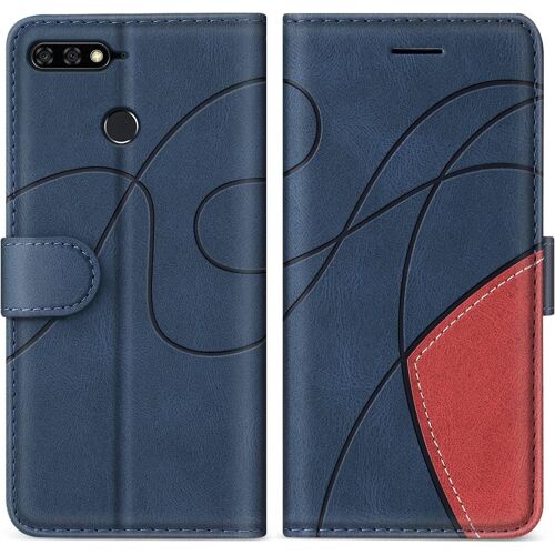 KAL-Coque Pour Huawei Y7 2018 / Honor 7C, Portefeuille Etui En Cuir Pu Coque Pour Huawei Y7 2018 / Honor 7C, Antichoc Housse De Protection Avec Fente Carte, Bleu