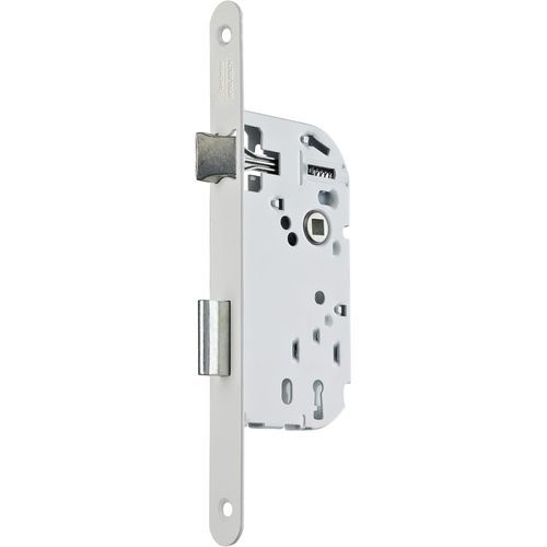 ChenQuanSarl-Serrure À Encastrer À Clé, Axe À 40 Mm, Coffre 135 Mm - P15 - Réversible Sans Démontage, Têtière Bouts Ronds - Porte Intérieure De Communication, Chambre, Bureau - Blanc, Gâche Et Clé In