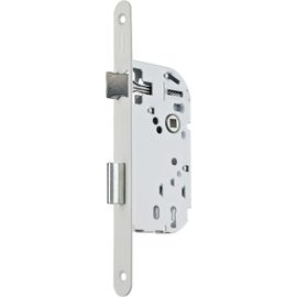 ASFASFq-Serrure à Encastrer à clé, Axe à 40 mm, Coffre 135 mm - P15 - Réversible sans démontage, Têtière bouts ronds - Porte intérieure de communication, chambre, bureau - Blanc, Gâche et Clé inclus
