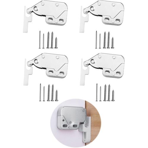 ChenQuanSarl-4 Pièces Fermeture À Ressort Porte D'Armoire, Loqueteau De Porte A Pression, Ressort Mini Loquet, Mini Latch Avec Des Vis, Loqueteaux À Ressort Pour Les Penderies, Armoires