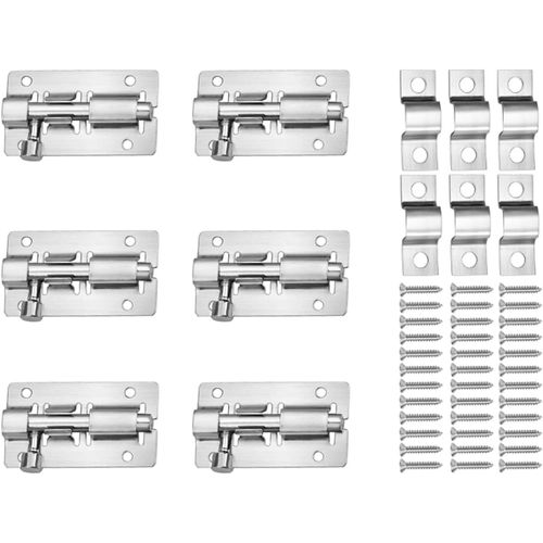 ChenQuanSarl-Lot De 6 Verrous De Porte En Acier Inoxydable De 5,8 Cm - Petit Loquet Coulissant Avec 36 Vis - Pour Porte De Jardin, Salle De Bain, Abri De Jardin, Toilettes