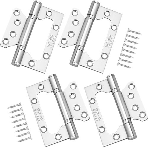 ChenQuanSarl-4X Charnières En Acier Inoxydable, Rectangulaire Feuille 100Mm Charnières De Porte