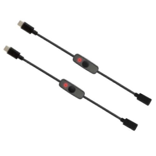 Interrupteur d'alimentation USB Type C avec voyant lumineux mâle à femelle USB-C Câble d'extension pour Raspberry Pi 4B 2Pcs