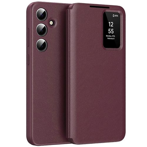 Etui En Cuir Avec Fenetre Smart View Pour Samsung Galaxy A56 5g Et Porte-Cartes - Vert