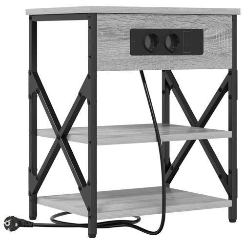 Vidaxl Table De Nuit Avec Station De Chargement Sonoma Gris