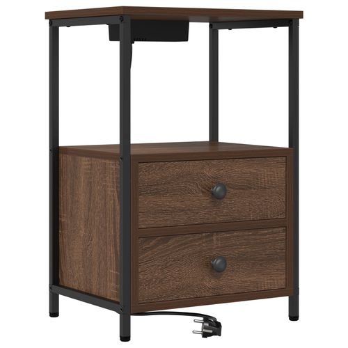 Vidaxl Table De Nuit Avec Station De Chargement Chêne Marron
