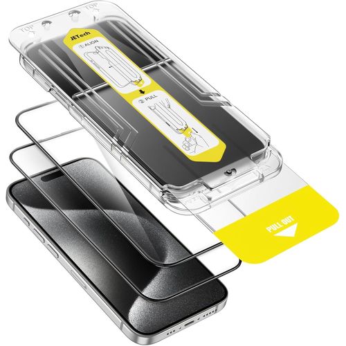Protection D'Écran Pour Iphone 15 Pro 6,1 Pouces, Installation Ultra Facile En 10 Secondes, Film En Verre Trempé Sans Bulles, Compatible Coque, Transparent Hd, Lot De 2