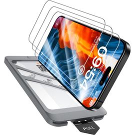 CAUC-3 Pièces Verre Trempé Pour iPhone 15 Pro Max 6.7 Pouces, Dépoussiérage Automatique, Dureté 9H Résistant aux Rayures, Sans Bulles, Protection écran pour iPhone 15 Pro Max Film