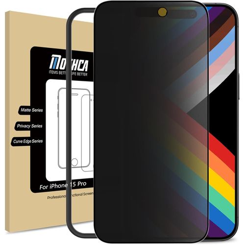 JGD-Verre Trempé Anti Espion pour iPhone 15 Pro Mat, Vitre Protection Ecran Privacy Matte à Couverture Complète, 9H Dureté, Anti-Espion et Anti-Reflet