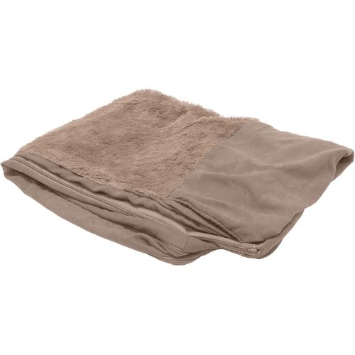 Housse De Rechange En Peluche Et Daim Pour Lit De Chien - Lavable En Machine - Amande - Taille L
