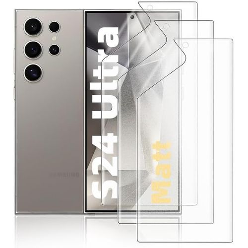 Film hydrogel mat pour Samsung Galaxy S24 Ultra ¿ Pack de 3 protections d'écran en TPU, anti-reflets, anti-traces, anti-rayures, compatible capteur d'empreintes