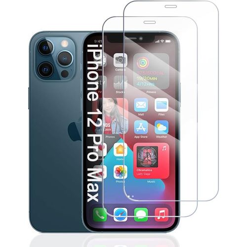 Verre Trempé Pour Iphone 12 Pro Max, 2 Pièces De Protection D'écran Dureté 9h Vitre, Transparent Hd, Sans Bulles Film Protection Écran