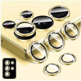 Protecteur D'objectif D'appareil Photo Pour Samsung Galaxy S23 Ultra, Protecteur D'écran En Verre Trempé Pailleté Pour Appareil Photo, Alignement Automatique Anneau Métallique Individuel