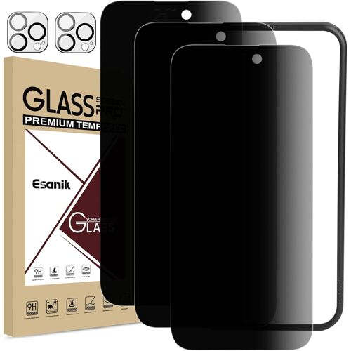 KALANKA-Verre Trempé Anti Espion pour iPhone 14 Pro [3+2 Pièces], Film Protection Ecran Accessoire 3* Vitre Protection Privacy & 2* Camera Objectif